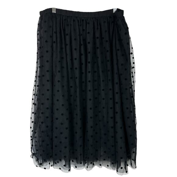 Banana Republic Skirt Medium Black Polka Dot Tulle Holiday Cocktail Party Midi - Picture 1 of 8